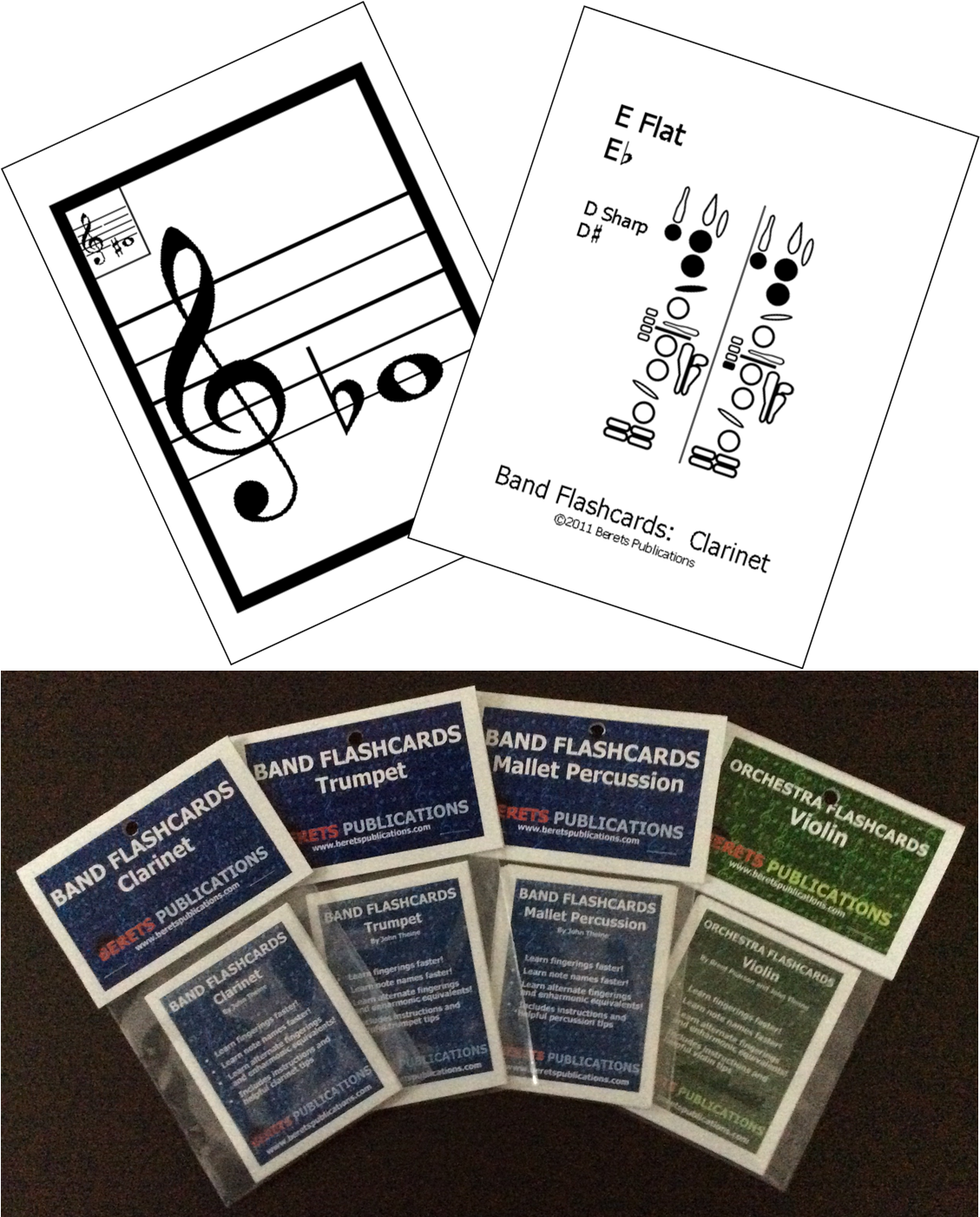 clarinet musical note flash cards